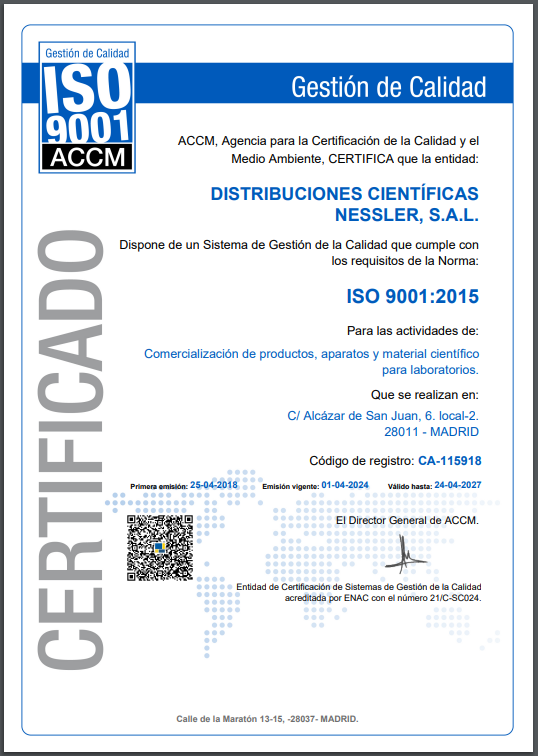 Certificado UNE-EN 			ISO 9001:2015
